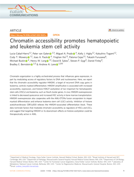 Chromatin Accessibility Promotes Hematopoietic and Leukemia Stem Cell Activity