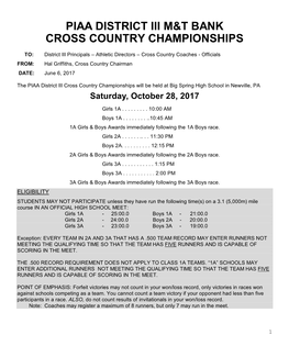 Piaa District Iii M&T Bank Cross Country Championships
