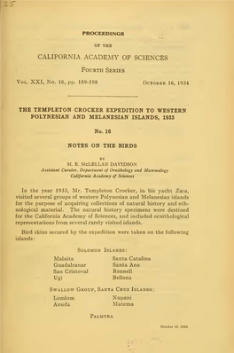 Proceedings of the California Academy of Sciences