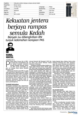 Beijaya Rampas Semula Kedah Banyak Isu Dibangkitkan BN Tuniuk Kelemahon Kerajaan PAS