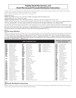 Fidelity Stock Plan Services, LLC Stock Plan Account Proceeds Distribution Instructions