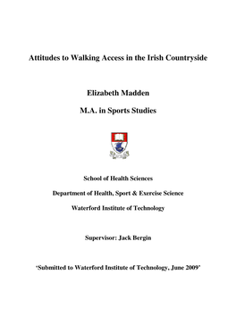 Attitudes to Walking Access in the Irish Countryside