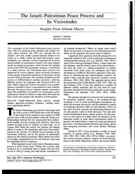 The Israeli-Palestinian Peace Process and Its Vicissitudes Insights from Attitude Theory