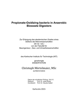 Propionate-Oxidizing Bacteria in Anaerobic Biowaste Digesters