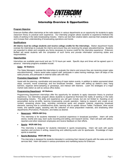 Internship Overview & Opportunities