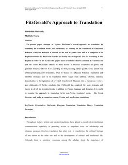 Fitzgerald's Approach to Translation