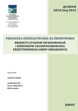 Projektu Studium Uwarunkowań I Kierunków Zagospodarowania