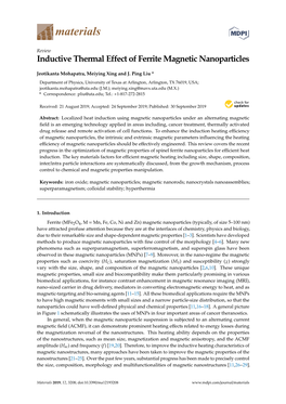 Inductive Thermal Effect of Ferrite Magnetic Nanoparticles