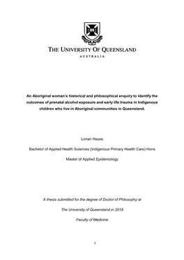 An Aboriginal Woman's Historical and Philosophical Enquiry to Identify the Outcomes of Prenatal Alcohol Exposure and Early