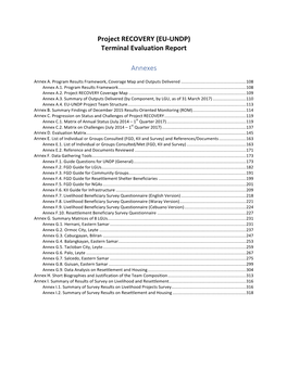 Project RECOVERY (EU-UNDP) Terminal Evaluation Report Annexes