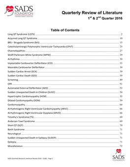 Quarterly Review of Literature 1St & 2Nd Quarter 2016