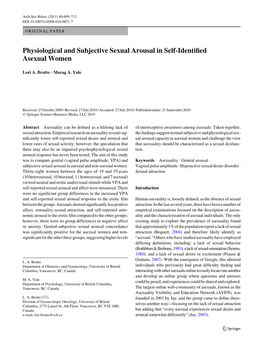 Physiological and Subjective Sexual Arousal in Self-Identified Asexual