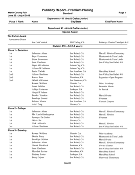 Publicity Report - Premium Placing Marin County Fair Standard Page 1 June 30 - July 4 2016