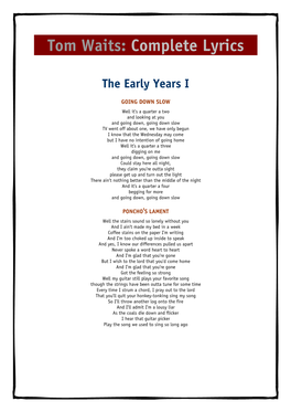 Tom Waits: Complete Lyrics