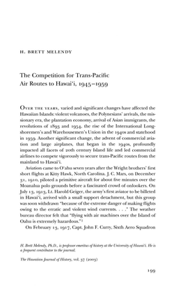 The Competition for Trans-Pacific Air Routes to Hawai'i, 1945—1959