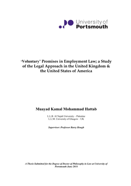 'Voluntary' Promises in Employment Law; a Study of the Legal Approach