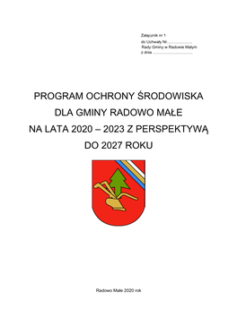 Program Ochrony Środowiska Dla Gminy Radowo Małe Na Lata 2020 – 2023 Z Perspektywą Do 2027 Roku