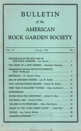 BULLETIN of the AMERICAN ROCK GARDEN SOCIETY