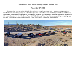 Bunkerville Choo Choo-St. George Jeepers Tuesday Run November 17, 2015