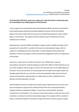 Yinka Shonibare Press Release 201211