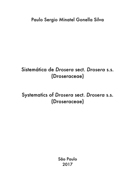 Sistemática De Drosera Sect. Drosera Ss (Droseraceae)