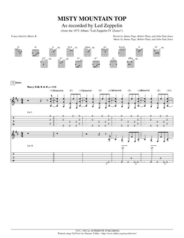 MISTY MOUNTAIN TOP As Recorded by Led Zeppelin (From the 1972 Album "Led Zeppelin IV (Zoso)")