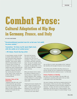 Cultural Adaptation of Hip Hop in Germany, France, and Italy