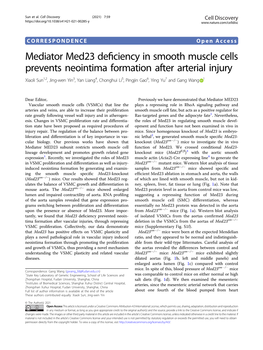 Mediator Med23 Deficiency in Smooth Muscle Cells Prevents Neointima