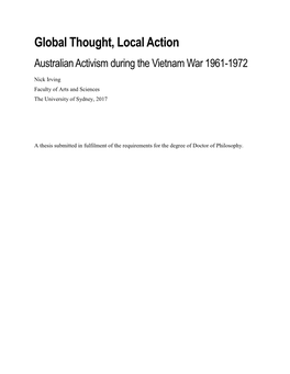 Global Thought, Local Action Australian Activism During the Vietnam War 1961-1972