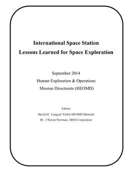 International Space Station Lessons Learned for Space Exploration