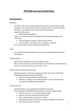 PSYC236 Semester Study Notes Introduction