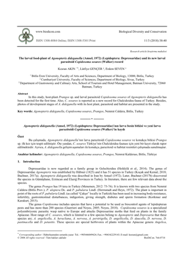 Agonopterix Dideganella Amsel, 1972 Lepidoptera: Depressaridae'nın Larva Besin Bitkisi Ve Yeni Larva Parazitoidi Copidosoma Sosares Walker'in Kaydı