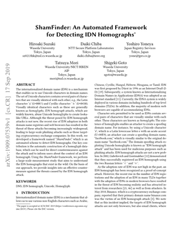 An Automated Frameworkfor Detecting IDN Homographs
