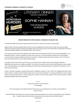 Sophie Hannah | Wednesday 28 January 2015