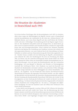 Die Situation Der Akademien in Deutschland Nach 1945