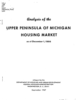 Analysis of the Upper Peninsula of Michigan Housing Market (1966)