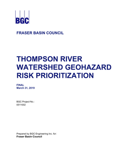 Thompson River Watershed Geohazard Risk Prioritization
