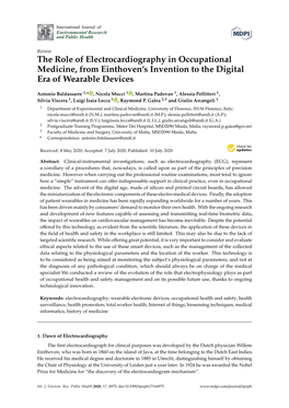 The Role of Electrocardiography in Occupational Medicine, from Einthoven’S Invention to the Digital Era of Wearable Devices