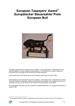 European Taxpayers' Award European Bull