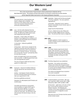 Our Western Land 1890 – 1939
