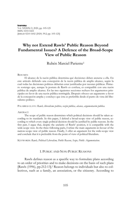 Why Not Extend Rawls' Public Reason Beyond Fundamental