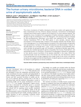 The Human Urinary Microbiome; Bacterial DNA in Voided Urine of Asymptomatic Adults