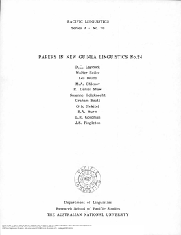 Papers in New Guinea Linguistics No. 24