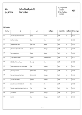 روشک [Fa] Iran (Islamic Republic Of) Fishery Products [FA] SECTION