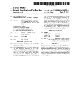 (12) Patent Application Publication (10) Pub. No.: US 2011/0030072 A1 Weinstein Et Al