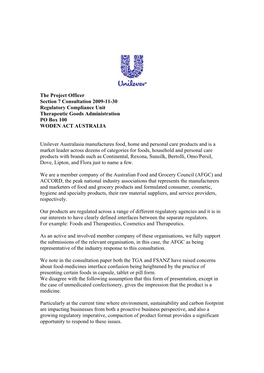 Public Submissions: Proposed Section 7 Declaration: That Products in Capsule, Tablet Or Pill Form Are Therapeutic Goods