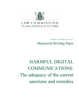 HARMFUL DIGITAL COMMUNICATIONS: the Adequacy of the Current Sanctions and Remedies