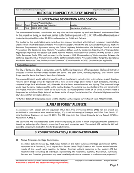 Historic Property Survey Report 1. Undertaking