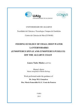 Feeding Ecology of Small Deep-Water Lanternsharks (Etmopterus Spinax and Etmopterus Pusillus) Off the Algarve Coast