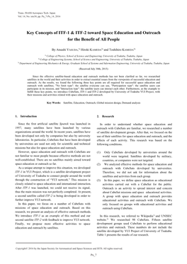 Key Concepts of ITF-1 & ITF-2 Toward Space Education and Outreach For